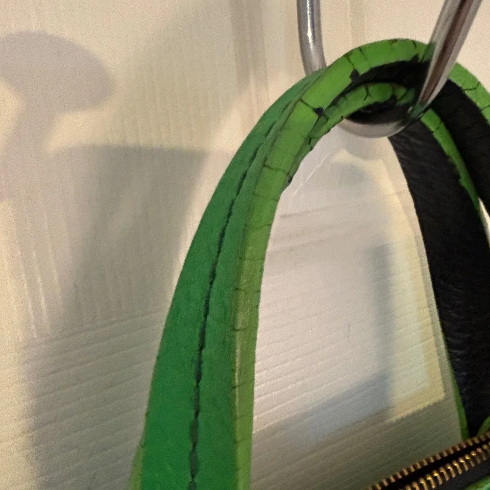 Kate Spade Green Black Colorblock Pebbled Leather‎ Dome Satchel Handbag